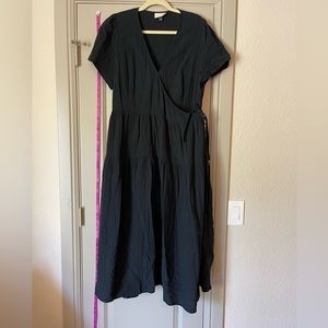 Universal Thread Womens Bkack Gauze Short Sleeve Maxi Wrap Dress Size XXL